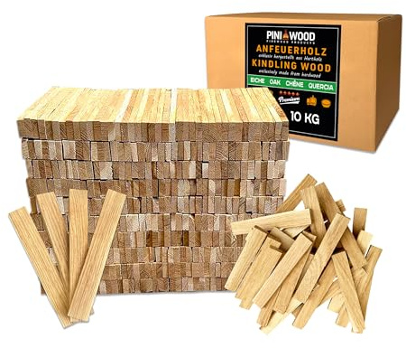 PINI Briquets en bois de chêne, briquets de cheminée, briquets de four, briquets en bois (10 kg)