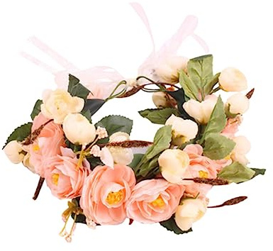 1 Stück Blumenkranz Haarreif für Bräute Imitation Haarschmuck Beige Perfektes Accessoire für Hochzeiten Fotoshootings und Festliche Anlässe Leicht und Bequem