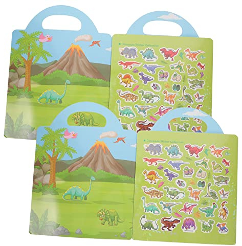 YARNOW Dino Stickerbuch Für Junge Mädchen Jahre Wiederverwendbare Aufkleber DIY-lernspielzeug Cartoon-Motive Ohne Spuren Für Buch Und Wanddekoration