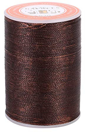Hilo encerado de costura de cuero 160m/rollo 0.45 mm Poliéster Camiseta de rosca encelada de cuero para proyectos de reparación de periódicos de libros de bricolaje (Marrón)