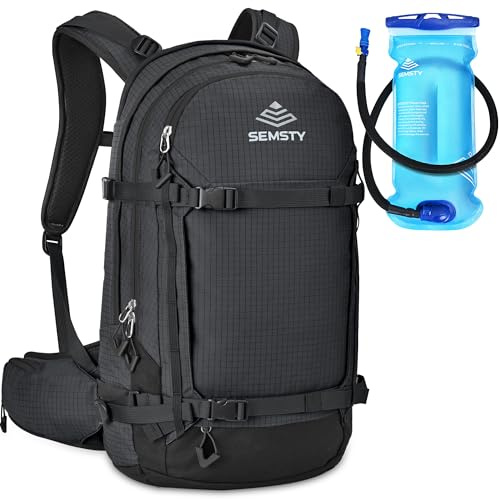 Semsty Ski and Snowboard Hydration Backpack, with 2L Water Reservoir and Insulated Harness, 30L Hydration Pack for Skiing, Hiking