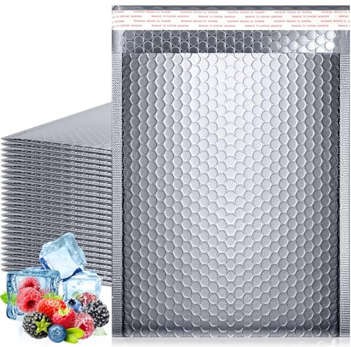 EOGRFW 10 Metallic Thermal Bubble Mailers, 11 X 15 Inches, Sliver