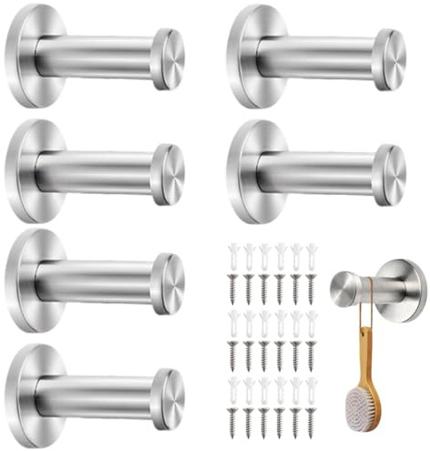 DINGFENG Kleiderhaken Wand Schwarz 6er Set Edelstahl Matt