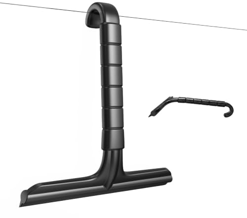 Shower Squeegee with Hook, Soft Silicone Squeegee for Glass/Mirror/Tile/Car | 22.5×20cm, Black. Built-In Hook For Easy Hang. Window Squeegee, Glass Scraper, Shower Door Cleaner Tool, Bathroom Essentials.