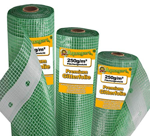 Aquagart Film grillagé pour serre - 250 g - Résistant aux UV - Vert - Différentes largeurs et longueurs (7 m, vert/transparent - 2 m de large)