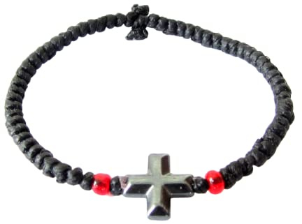 Iconsgr Handgefertigtes christlich-orthodoxes Komboskoini Chotki Gebetsband Armband schwarzes Muranoglas 2
