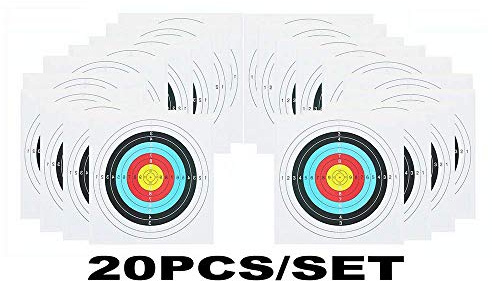 20 X Archery Bow Crossbow Paper Target Faces 40cm x 40cm Shooting Training Arrow Target Paper Face for Arrow Bow Shooting Hunting Crossbow Set Training Bull's-eye Pellet Gun Rand Air soft Practice