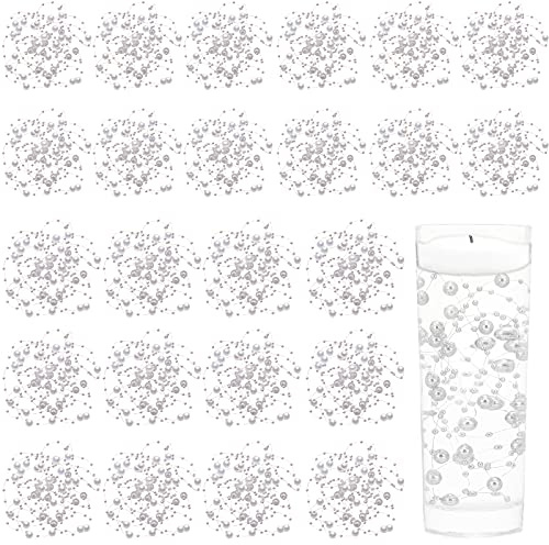 Tondiamo 24 Pcs Artificial Pearl String for Floating Candle Faux Pearls Beads String Garland Centerpiece Decoration for Vases Filler Wedding Spring Holiday Party Decor(White)