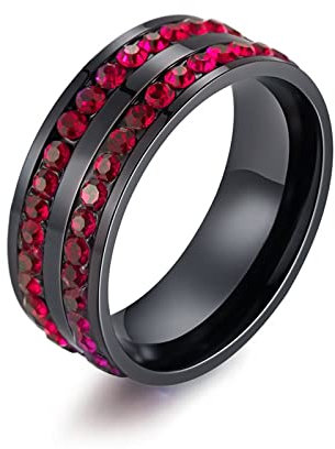 Stfery Ring Zirkonia Edelstahl, Freundschaftsringe Beste Freundinnen Rot Zweireihiger Zirkon 57 (18.1) Schmuck Geschenk