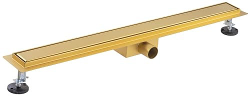Caniveau extra plat pour douche italienne reversible finition gold/ou à carreler longueur 80 centimètres - Avec siphon anti odeur et filtre pour cheveux NOYON & THIEBAULT