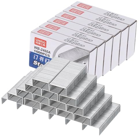 PATIKIL 24/6 Standard Staples, 6Box 6000pcs 1/4 Leg Length Flat Clinch Chisel Point Staples Jam-Free for Desk Stapler Office Desktop Home Supplies, Silver
