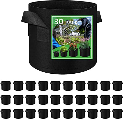 LITLANDSTAR 30 Stück Pflanzsack aus Vlies Stoff, 12L Pflanzen Wachstum Taschen Vliesstoff Pflanzgefäß Pflanzbeutel mit Starken Griffen für Tomaten, Kartoffel, Gemüse, Blumen, Pflanzen - 3 Gallonen