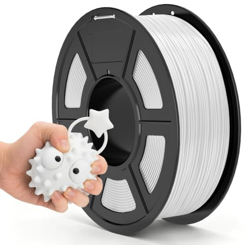 TECBEARS TPU Filament 1.75mm Weiß, TPU 95A 3D Drucker Filament, Flexible Filament TPU, Maßgenauigkeit +/- 0,03, 1kg 1 Spule, Weiß