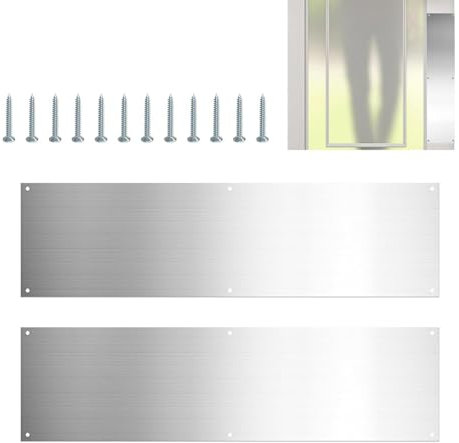 YNPQTDS Türtrittplatte – Metall-Trittplatten für Außentüren, 41 x 11 cm, Trittplatte, Türschild, gebürsteter Edelstahl, Türschutz, für Außentür oder Hintertür, Silber