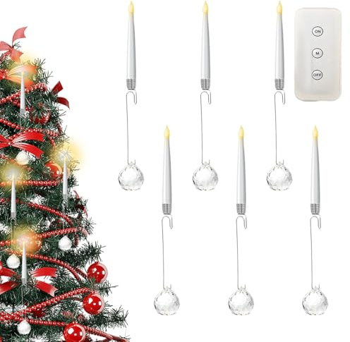 per albero di Natale, a LED senza fiamma, decorazioni natalizie con telecomando, per interni ed esterni, giardino, vacanze, cortile, giardino