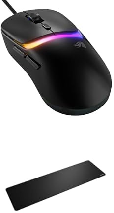 GLORIOUS Gaming Model D 3 Wired Mouse (Black) & Mouse Pad 2 (Large Extended, Black) Bundle - 8K Polling, Lightweight Ergo, Desk Mat