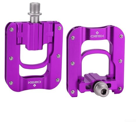 Pedali pieghevoli da 9/16 per bici pieghevoli Brompton, in lega di alluminio, leggeri con cuscinetti sigillati, con 12 perni antiscivolo (viola)