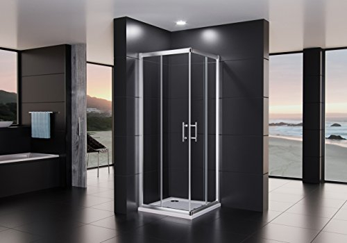 Duschmeister Duschkabine Royalux Neo 80x75 cm Höhe 195cm mit Nano Clean Versiegelung für Lotuseffekt Eckeinstieg mit Schiebetüren Duschabtrennung Glasabtrennung Dusche Glasdusche
