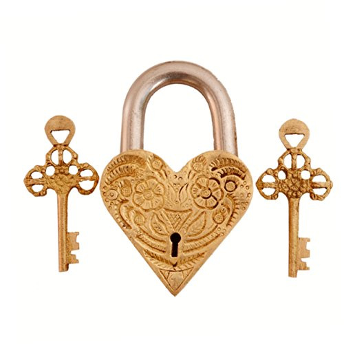 Purpledip Cadenas en laiton : cœur doré (11001)