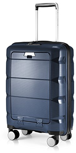 Hauptstadtkoffer - Britz - Handgepäck mit Laptopfach Hartschalen-Koffer Trolley Rollkoffer Reisekoffer, TSA, 4 Rollen, 55 cm, 34 Liter, Dunkelblau
