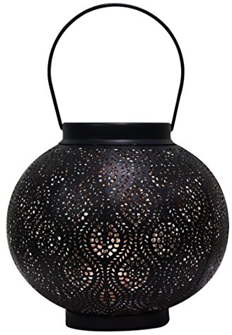 Orientalisches Windlicht Bahadir modern aus Metall in Schwarz 22 cm