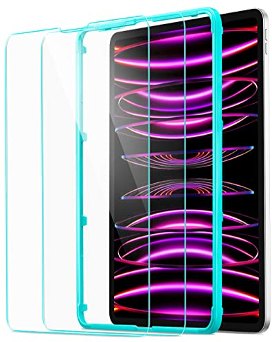 ESR for iPad Pro 12.9 Screen Protector, Protective Film for iPad Pro 12.9 Inch (2022/2021/2020/2018), Tempered-Glass Film with Alignment Frame, Scratch Resistant, Face ID Compatible, 2 Pack