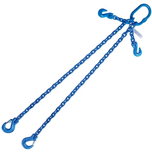 Grade 100 3/8X10' Chain Sling Double Leg Adjustable with Sling Hooks 15200 LBS Capacity