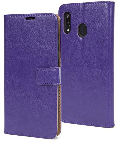 AMAZE!UK For Samsung Galaxy A40 Case Purple Flip Leather Protective Wallet Style Book Magnetic Stand Samsung A40 Phone Case (Purple)