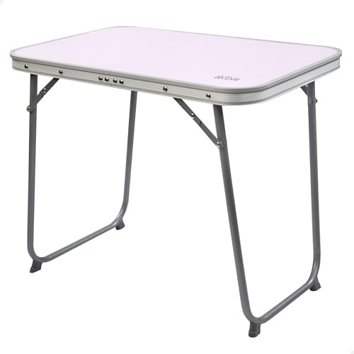 Klappbarer Campingtisch, Leichtgewicht-Tisch, klappbare Beine, Maße 60x40x50 cm, MDF-Holz, Stahlrahmen, Farbe Mauve, Tragegriff, Aktive Camping
