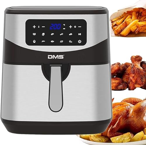 DMS XXXL 7 Liter Heißluftfritteuse | fritteuse | Backofen | Heißluftgrill | Cooker | fettfrei und ohne Öl | inklusive 10 Programmen und digitalem Touch Display | 1800 Watt | Timer | HF-7S