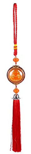 VICASKY Buddha Anhänger Maitreya Autohängeornament Holzdeko Statue Schmuckstück Innendekoration Feng Shui Glück Segen Autoausstattung