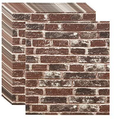XCYYBB 3D Brick Wall Stickers DIY Waterproof Self Adhesive Decorative Wallpaper Soundproofing Moisture-proof 3D Self Adhesive Wallpaper,For Living Room,Bedroom,Kitchen-Brown white 30pcs
