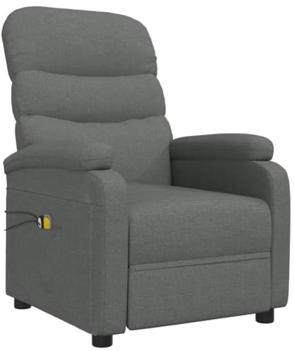 vidaXL Massagesessel, Sessel Verstellbar Elektrisch, Relaxsessel mit Liegefunktion Vibrationsfunktion, Fernsehsessel Liegesessel, Dunkelgrau Stoff