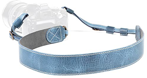 MegaGear MG2001 SLR, DSLR Schulter- oder Nackengurt aus echtem Leder (Blau)