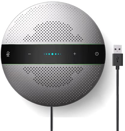 Project Telecom Wired Speakerphone with Noise Cancelling Microphones – Conference Speaker for PC Laptop – 3.5mm Headset Jack – Plug and Play – Ideal for 1-6 Participants