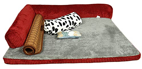 YAOTT Orthopädische Hundebett Große Hunde - Hundesofa Mit Memory Foam, Kuschelig Schlafplatz In Größe,Couch Hundebett Hundekorb,Waschbar Kratzfest,Rot2-4stück,XL