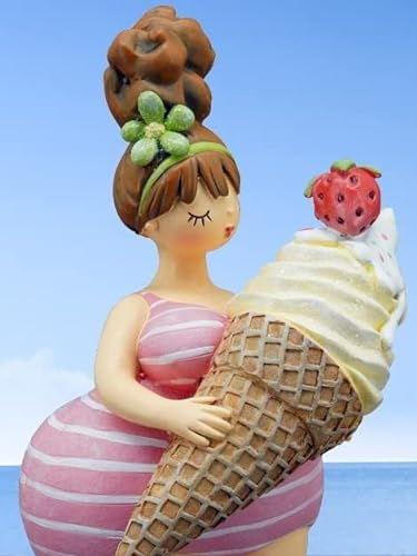 Pommerntraum ®| Sammlerfigur Dekofigur Maritime Badenixe Strandnixe üppige Dame Mollige Badelady moppelige Nana Lady LOLO (rosa-Pastell)