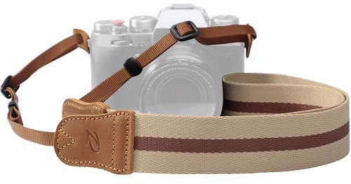 Padwa Lifestyle Sangle Appareil Photo - Tête en cuir classique du Crazy Horse Art,Sangle D'appareil Photo en Coton Tissé de 1.5,Bandoulière Photographe Réglable Pour Tous Les Appareils Photo DSLR