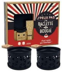 COOKUT - Coffret RACLETTE pour 2 FONCTIONNANT A LA Bougie Noir Decor Origami New