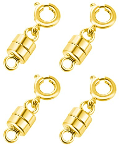 ASTER 4 Stück Magnet Schmuck Magnetische Verschlüsse Ketten, Magnetverschluss Schmuckverschluss Kettenverschluss, Gold Karabinerverschluss für DIY Armband Halskette Schmuck