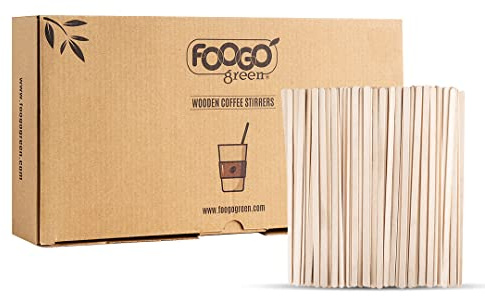 FOOGO Green 1000 Holzrührstäbchen für Kaffee, 14 cm, FSC®-Zertifiziert, Cocktailrührer, Holzstäbchen für Bastelarbeiten, für kalte und heiße Getränke, Umweltfreundlich, Kompostierbar und Stabil