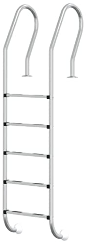 vidaXL Scaletta per piscina interrata con scaletta e scaletta con 5 gradini antiscivolo per interni ed esterni, facile da montare 54 x 38 x 211 cm in acciaio inossidabile 304