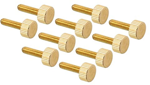 PATIKIL M4x15mm Knurled Thumb Screws, 10 Pack Flat Tip Brass Bolts Grip Knobs Fasteners with Straight Shoulders for Lighting Furniture Electronic Mechanical