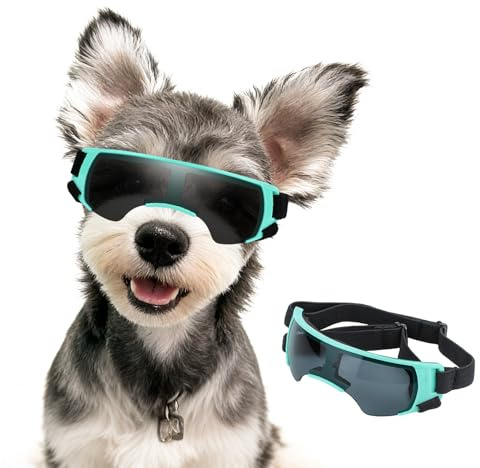 Billionchains Dog Goggles for Small Dog Doggy Goggles with Adjustable Straps Anti-UV Doggie Sunglasses Windproof Eye Protection to Small Breed, Blue