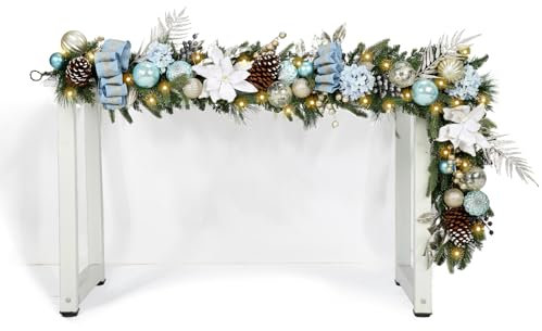 WBHome Vorbeleuchtete Weihnachtsgirlande, 1,8 m, Blau und Gold