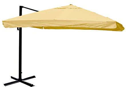 Décoshop26 Parasol Professionnel Restaurant pour Jardin terrasse 3x3m (Ø4,24m) Polyester/Aluminium 23kg crème sans Pied 04_0003979