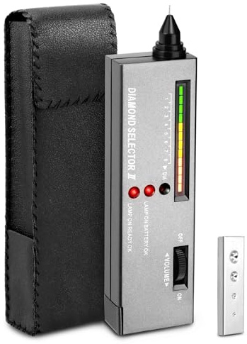 QWORK® High Accuracy Diamond Tester Portable Jewelry Gemstone Testing Tool with LED Light and Audio Indicator