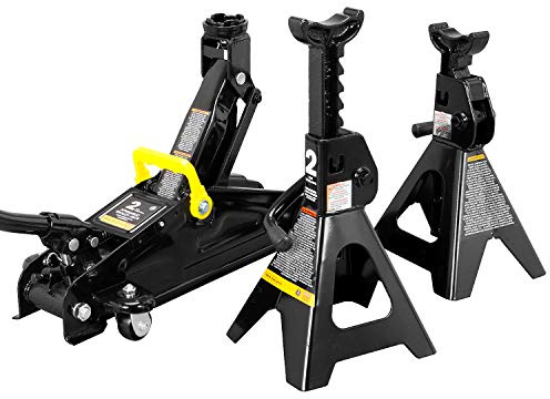 Torin AT82001B-2 Hydraulic Floor Jack Combo with 2 Jack Stands, 2 Ton (4,000 lb.), Black