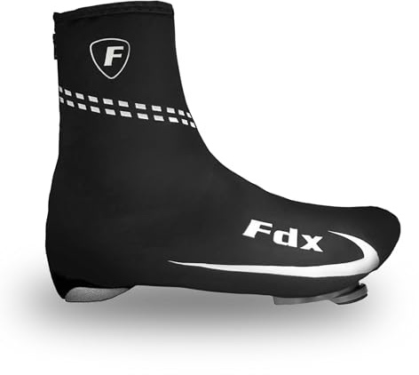 FDX Cycling OverShoes - Windproof and Water Resistant Shoecovers for Men and Women, Warm and Thermal Bike Gaiters, MTB Accessories Black-S