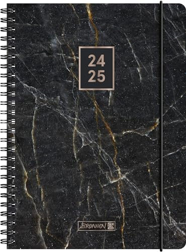 BRUNNEN Schülerkalender (2024/2025) „Black Marble“, 2 Seiten = 1 Woche, A5, 208 Seiten, schwarz